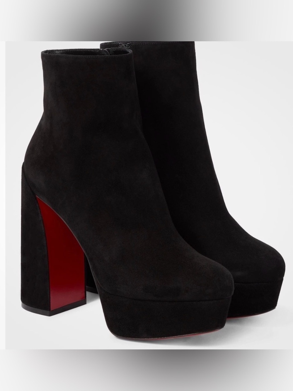 Christian Louboutin Black Suede Platform Ankle Booties